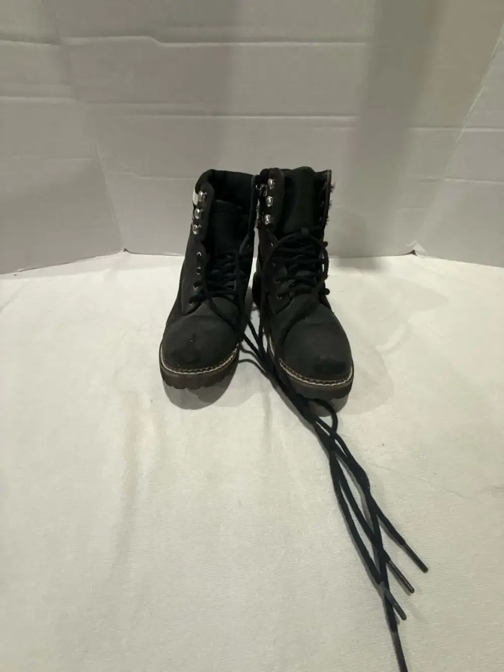 Nautica Galiah Women's Black Lace-Up Ankle Boots with Knit Collar